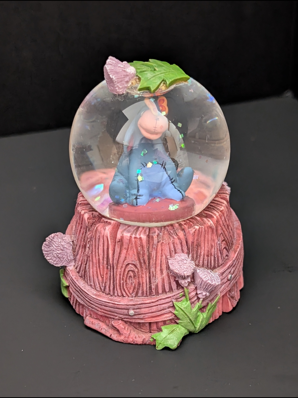 The Disney Store mini Eeyore snow globe with butterflies and flowers 5-2026